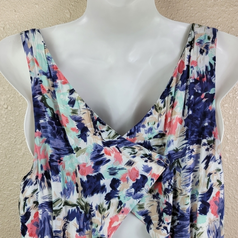 Akualani Abstract Print Sleeveless ruffles Dress Sz M - Picture 2 of 9